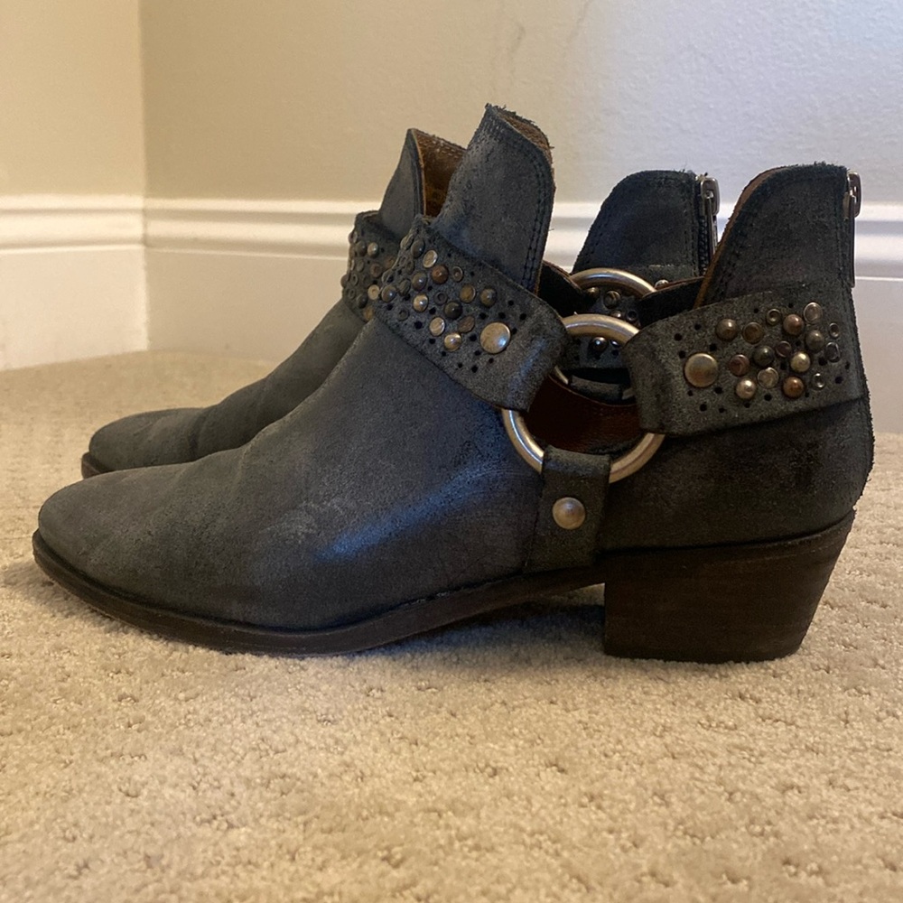 Frye metallic studded ankle boots